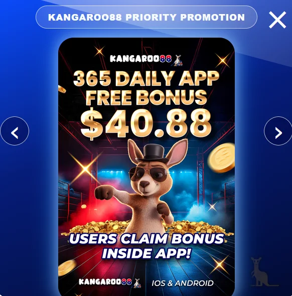 Kangaroo88 daily app bonus $40.88 promo